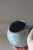 Small wide mouthed vessel- Salvaged ash glaze (frosty blue)