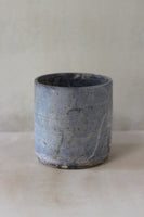 Blue smoke cylindrical vessel- Salvaged ash glaze (planter/vase/utensil holder)