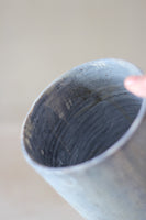 Blue smoke cylindrical vessel- Salvaged ash glaze (planter/vase/utensil holder)