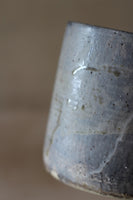 Blue smoke cylindrical vessel- Salvaged ash glaze (planter/vase/utensil holder)
