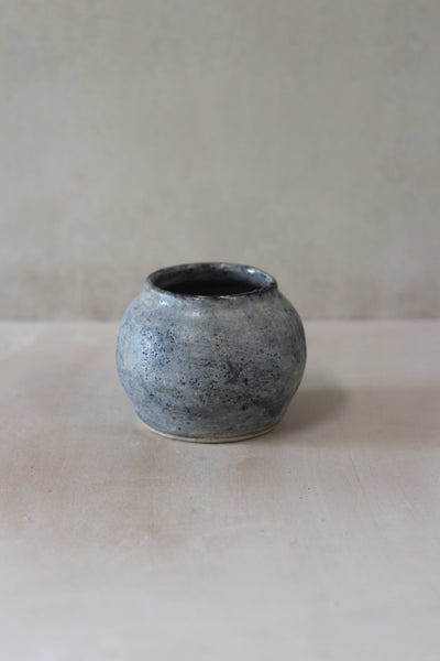 Small wide mouthed vessel- Salvaged ash glaze (frosty blue)
