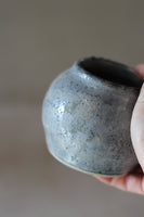 Small wide mouthed vessel- Salvaged ash glaze (frosty blue)