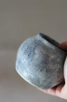 Small wide mouthed vessel- Salvaged ash glaze (frosty blue)